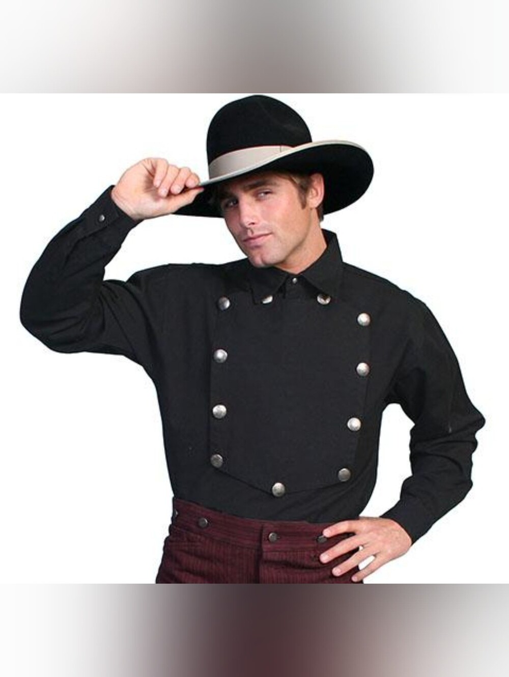 Scully Black Military-Style Men’s Jacket with Silver Buttons